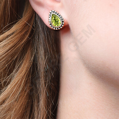 #ad Natural Gemstones Pear Shape 925 Silver Stud Earrings Jewelry DGE1064 E 1121 $7.99
