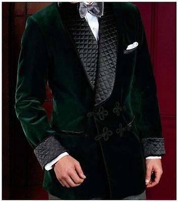 #ad Men Green Smoking Jackets Elegant Luxury Stylish Designer Party Wear Blazer Coat $151.19