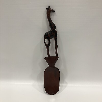 #ad Carved Wooden Shoe Horn Africa Giraffe 11.5” Long $18.00