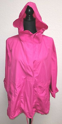 #ad Lizamp;Co. Hooded Jacket XL Pink. Light. Long Sleeves Button Up. Ties at Bottom. $12.82