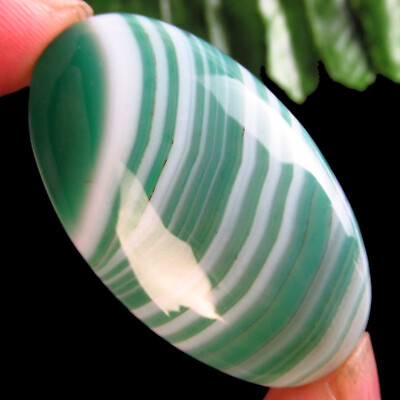 #ad D19179 Green White Onyx Agate Oval Cab Cabochon 42x24x7mm $10.78