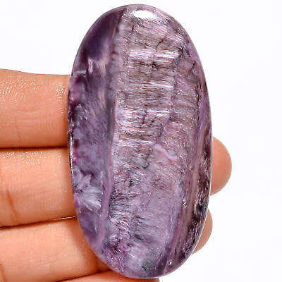 #ad 100% Natural Charoite Oval Shape Cabochon Gemstone 93.5 Ct. 57X30X6 mm EE 38137 $12.10