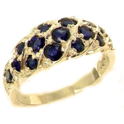 #ad Luxury Ladies Solid 9ct Gold Natural Blue Sapphire Band Ring GBP 449.00