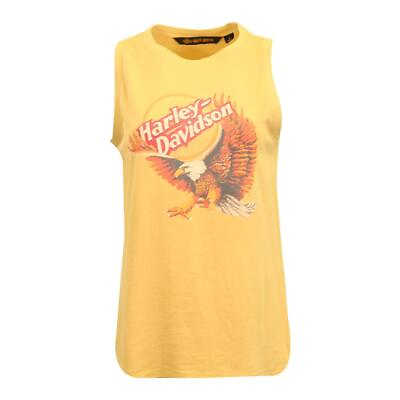 #ad Harley Davidson Women#x27;s Tank Top Golden Tan Printed Eagle Muscle S08 $16.50
