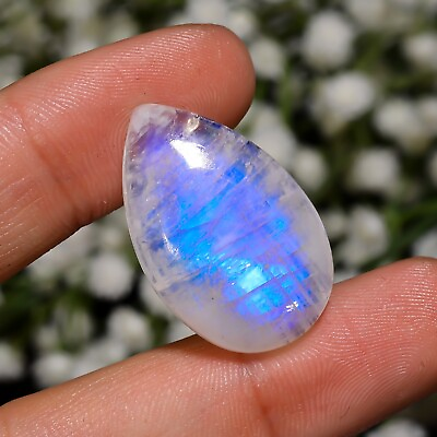 #ad 100% Rainbow Moonstone Pear Shape Cabochon Loose Gemstone 23.5 Ct. 27X17X6 mm $23.99