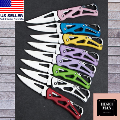 #ad 1pc Mini Folding Keychain Pocket Knife Camping Utility Steel Blade Knives Tool $9.95
