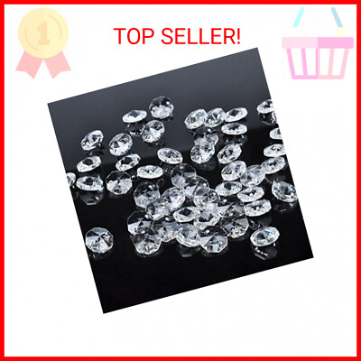#ad #ad Hamp;D 50pcs 18mm Clear Crystal 2 Hole Octagon Beads Glass Chandelier Prisms Lamp H $13.73