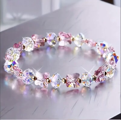 #ad Shiny Butterfly Charm Crystal Beaded Stretchable Bracelet $7.00