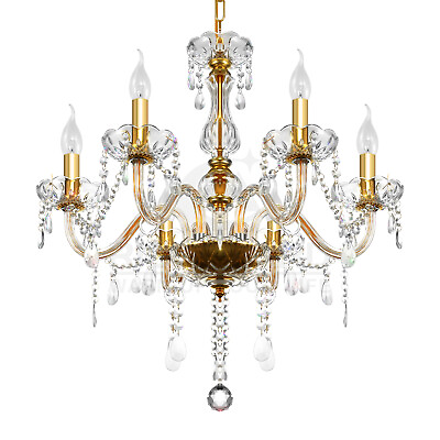 #ad Modern Elegant Crystal Glass Chandelier Pendant Ceiling Lighting Fixture 6 Light $57.84