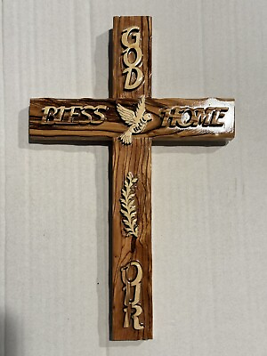 #ad Hand Crafted Nativity Cross Made From Natural Olive Wood In The Holy Land 1pc $64.99