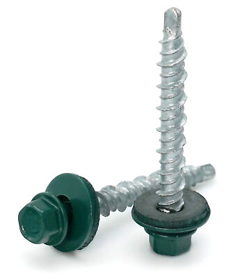 #ad #10 Hex Washer Head Roofing Screws Mech Galv Mini Drillers Forest Green Finish $229.00