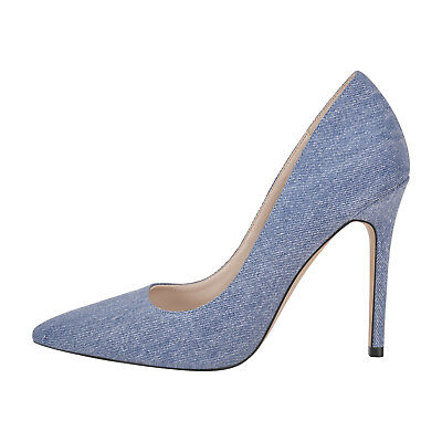 #ad Onlymaker Womens Denim Pumps High Heel Stiletto Pointy Toe Fashion Slip On Shoes $49.99