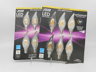 #ad 12 Feit Electric LED Dimmable Clear Chandelier E12 Bulbs 3.3 w 90 Cri Clear $21.99