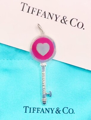 #ad Tiffany amp; Co. Red Valentine Heart Key Charm Pendant Necklace Bracelet Gift $329.00