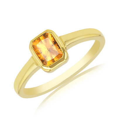 #ad 1 2 Ct Emerald Cut Citrine Solitaire Promise Ring 14K Yellow Gold Plated Silver $49.49