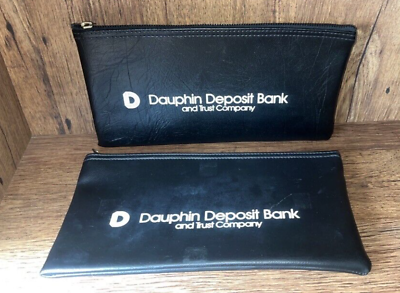 #ad Lot of 2 Dauphin PA Deposit Bank amp; Trust Company Vinyl Deposit Bags Black $34.95