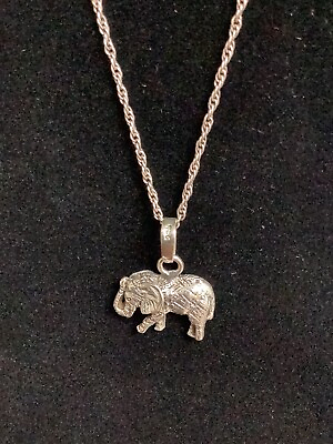 #ad Sterling Silver 925 Elephant Pendant Necklace 20” Sterling chain 152 $25.00