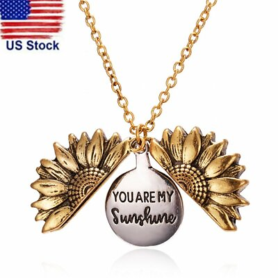quot;You Are My Sunshinequot;Open Sunflower Charm Pendant Necklace Choker Chain Women $7.29