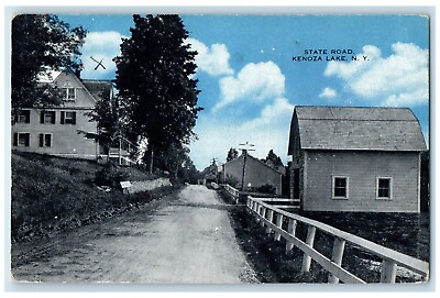 #ad Kenoza Lake New York Postcard State Road Exterior Building 1915 Vintage Antique $29.95