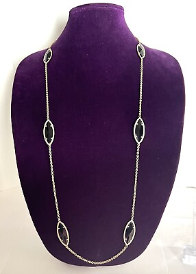 #ad Kendra Scott TORY 38” 40” Long Gold Chain amp; Black Marquis Onyx Station Necklace $64.50