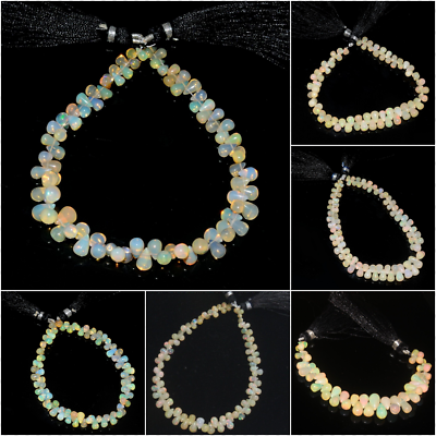 #ad Natural Ethiopian opal Smooth Drops Beads Strands Of Different varieties $44.99