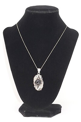 #ad 925 Sterling Silver Onyx Gemstone Pendant amp; 23quot; Chain Necklace $49.99