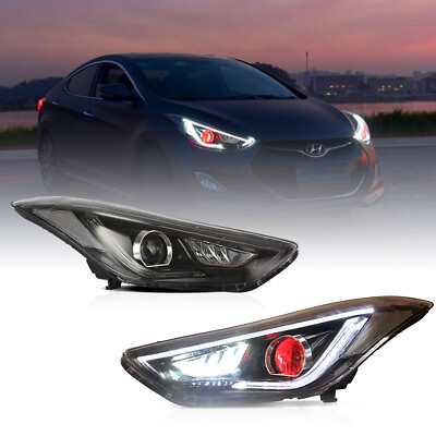 #ad VLAND For Hyundai Elantra 2011 2015 Demon Eyes LED Headlights DRL Projector Lamp $319.99