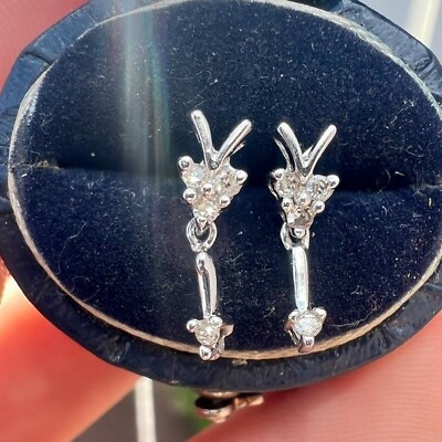 #ad Solid 10k white gold genuine Diamond earrings $176.00