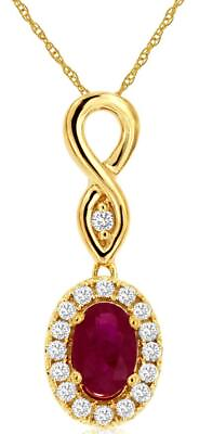 #ad .72CT DIAMOND amp; AAA RUBY 14KT YELLOW GOLD OVAL amp; ROUND INFINITY FLOATING PENDANT $1016.06