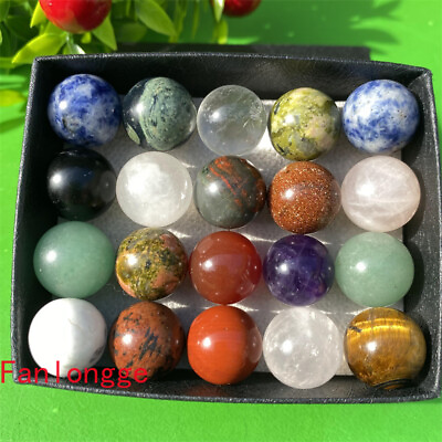 #ad 20pcs Wholesale Mixed Natural Ball Quartz Crystal Sphere Reiki healing 15mm box $23.49