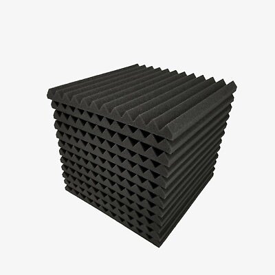 #ad 12 pcs 12quot;x12quot;x1quot; Acoustic Foam Black Panel Tiles Wall Record Studio Sound Proof $14.44