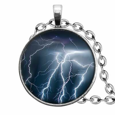 #ad LIGHTNING BOLT NIGHT SKY pendant 20quot; Sterling 925 Silver necklace women men gift $19.88