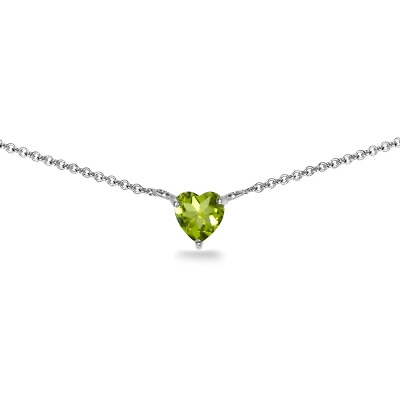 #ad Dainty 7x7mm Heart Peridot Choker Necklace in Sterling Silver $18.16