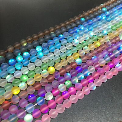 #ad Round Matte Fiery Shining Beads Crystal Quartz Strand Jewelry Craft Bead 63pcs $19.47