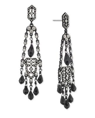 #ad $55 Lauren Ralph Lauren pave deco drop black briolette Earrings m312 $42.00