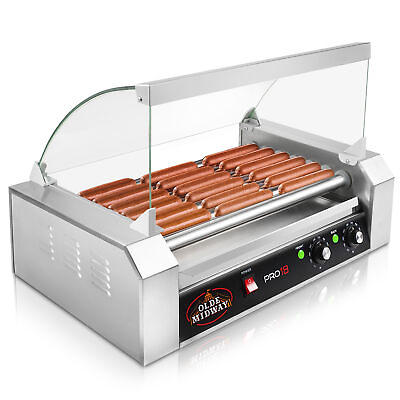 #ad Commercial Electric 18 Hot Dog 7 Roller Grill Cooker Machine with Cover $181.99