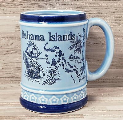 #ad Vintage quot;Bahama Islandsquot; Souvenir Blue Ceramic 10 oz. Coffee Mug Cup $15.97