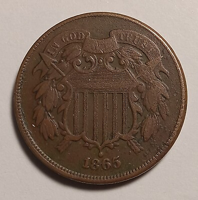#ad 1865 TWO Cent Copper VF $35.95