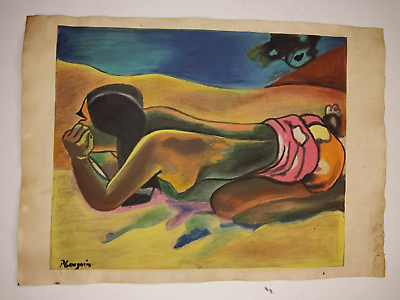 #ad Paul Gauguine Painting Drawing Vintage Sketch Paper Signed Stamped $99.98