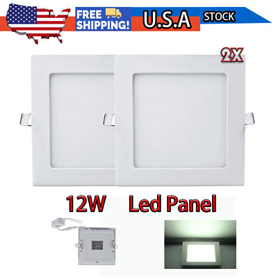 #ad 2 Pieces 12W LED Recessed Ceiling Panel Down Light Cool White Bulb Lamp Fixture $34.99