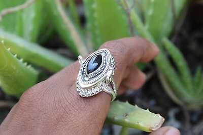 #ad Poison Ring 925 Silver Plated Black Onyx Gemstone Compartment Ring BJ342 $11.99