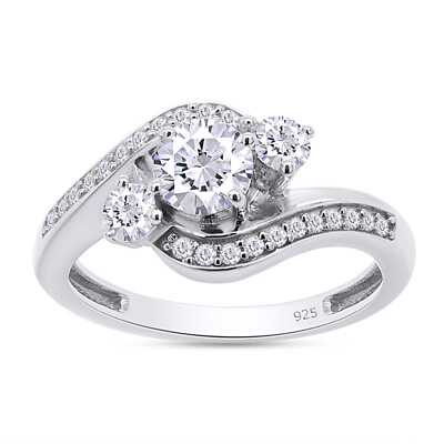 #ad 1 Ct Moissanite Lab Created Engagement Twisting Rings for Women Silver $143.61