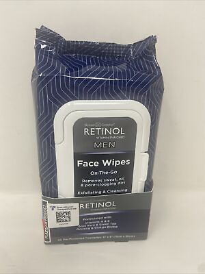 #ad Retinol Men Face Wipes 60 Pre Moistened Facial On The Go Towelettes 6”x8” $11.99