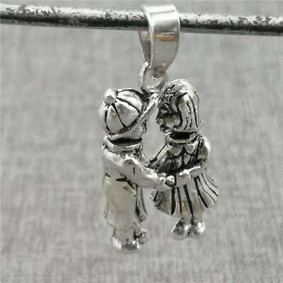 #ad 925 Sterling Silver Lovers Charm 3D Love Pendant Valentins for Necklace $23.40