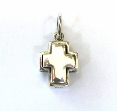 #ad Vintage Designer sterling silver cross charm Back cross Filigree genuine .925 $12.50