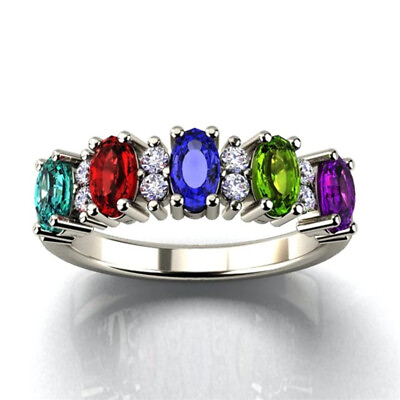 #ad Multicolor Cubic Zirconia Rings Women Pretty 925 Silver Jewelry Size 6 10 C $3.09