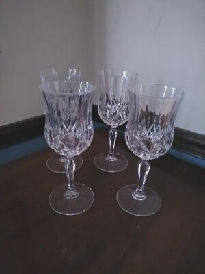 #ad 7.5quot; Gorgeous Crystal Quality Set Of Four 4 Iced Tea Water Wine Glasses Tall $35.00