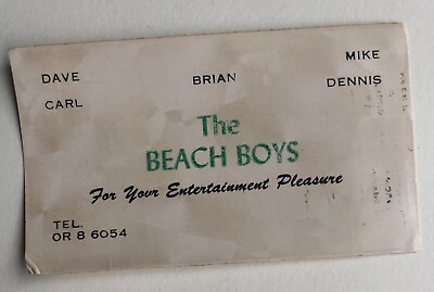 #ad Vintage BEACH BOYS Business Card For Your Entertainment Pleasure Circa 1962 USA $999.00