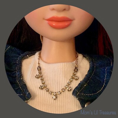 #ad 18 inch Fashion Doll Jewelry Gold and Rhinestone Doll Necklace $9.00