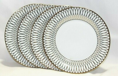 #ad Ciroa Luxe Metallic Gold Linked Ovals 7 1 2quot; Salad Plates Set of Four New $49.90
